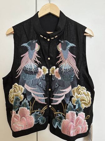 Gilet haut de gamme en pure soie Xiangyunsha brodée
