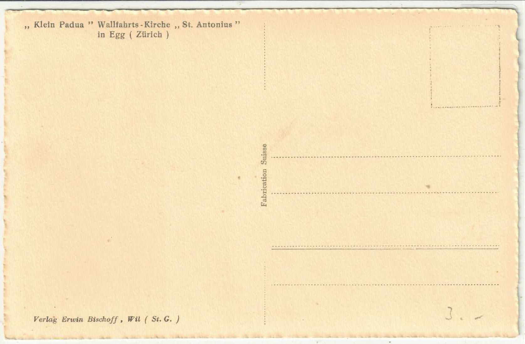 Cartoline postali: "Klein Padua" Wallfahrtskirche "St. Antonius" in Egg ZH – Usato da Ettingen venduto da Kartenplanet 1