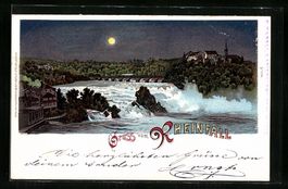 Litho Rheinfall, Gesamtansicht mit Schlo