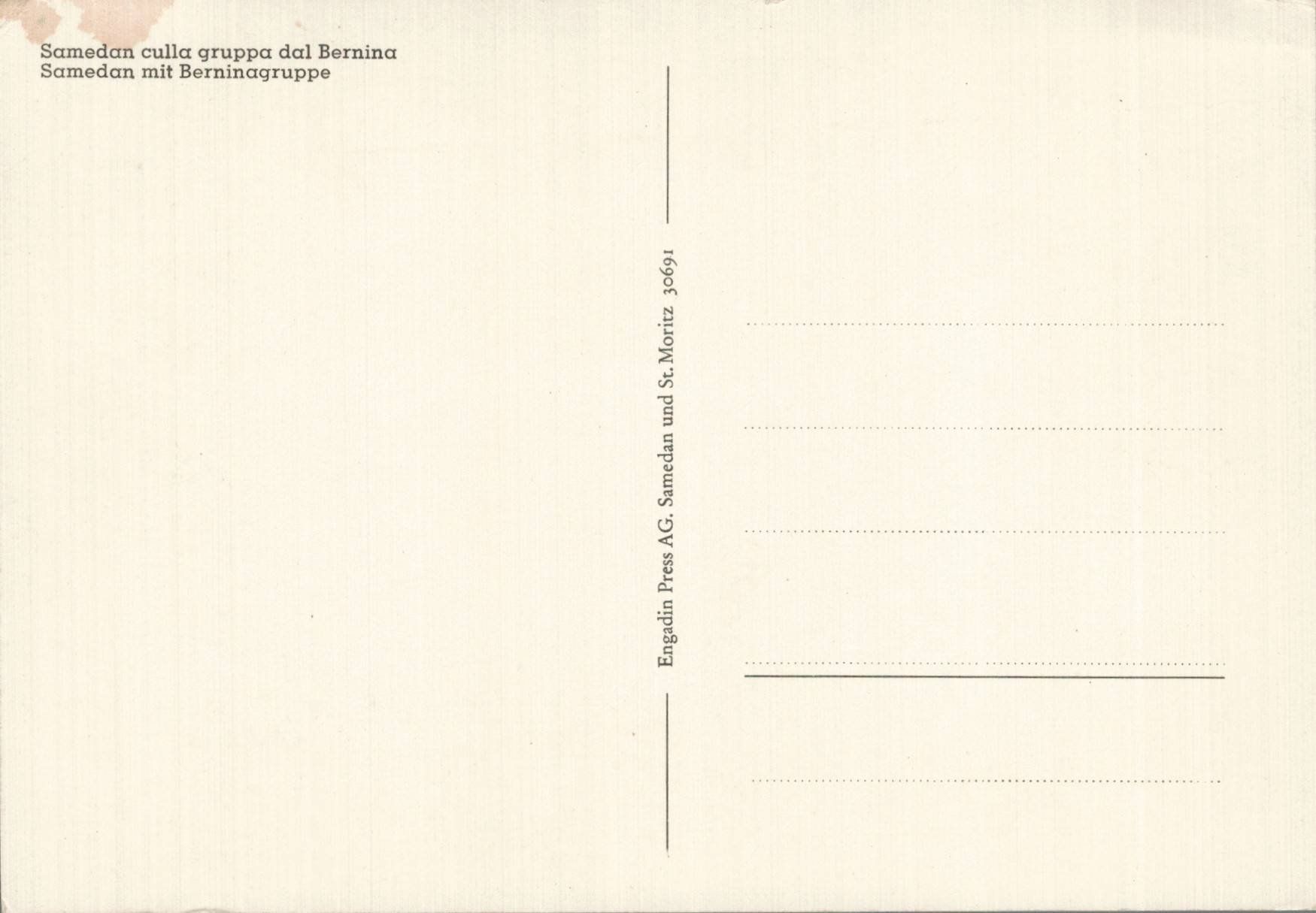 Cartes postales: Originale alte Ansichtskarte von Samedan mit Bernina! – D'occasion à Luzern par Kartenansicht 1