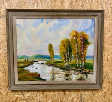 Gemälde FRANCIS BÉBOUX jr. 1938 (Birken am Fluss) 97 x 84 cm