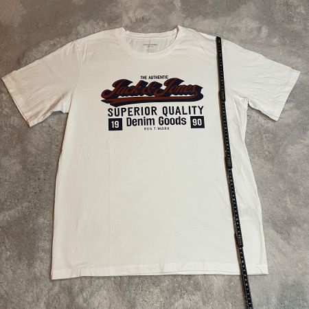Jack & Jones Herren T-Shirt L Weiß Logo Print Baumwolle