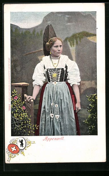 Cartoline postali: Junge Appenzellerin vor Bergkulisse, Wap – Usato da Berlin venduto da bartko-reher