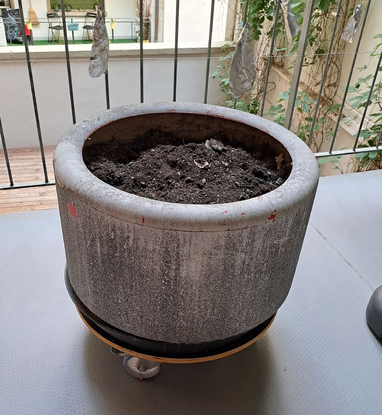 Pots de fleurs: Grosse Balkongefäse mit Rolluntergestell – D'occasion à Basel par MadiXP