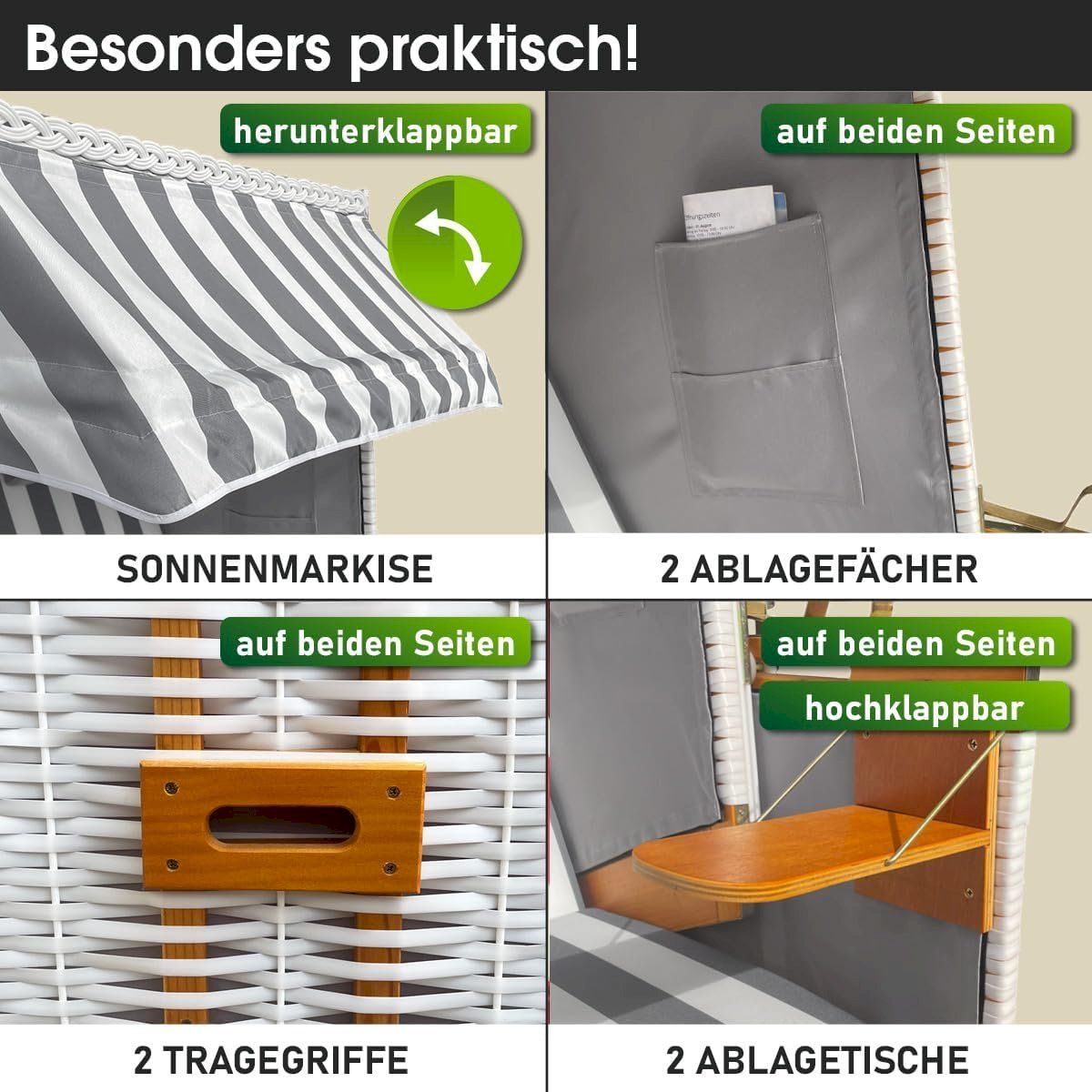 Liegen & Liegestühle: Strandkorb NORDERNEY DELUXE 120cm – Neu und originalverpackt aus Bottighofen von zaap 4