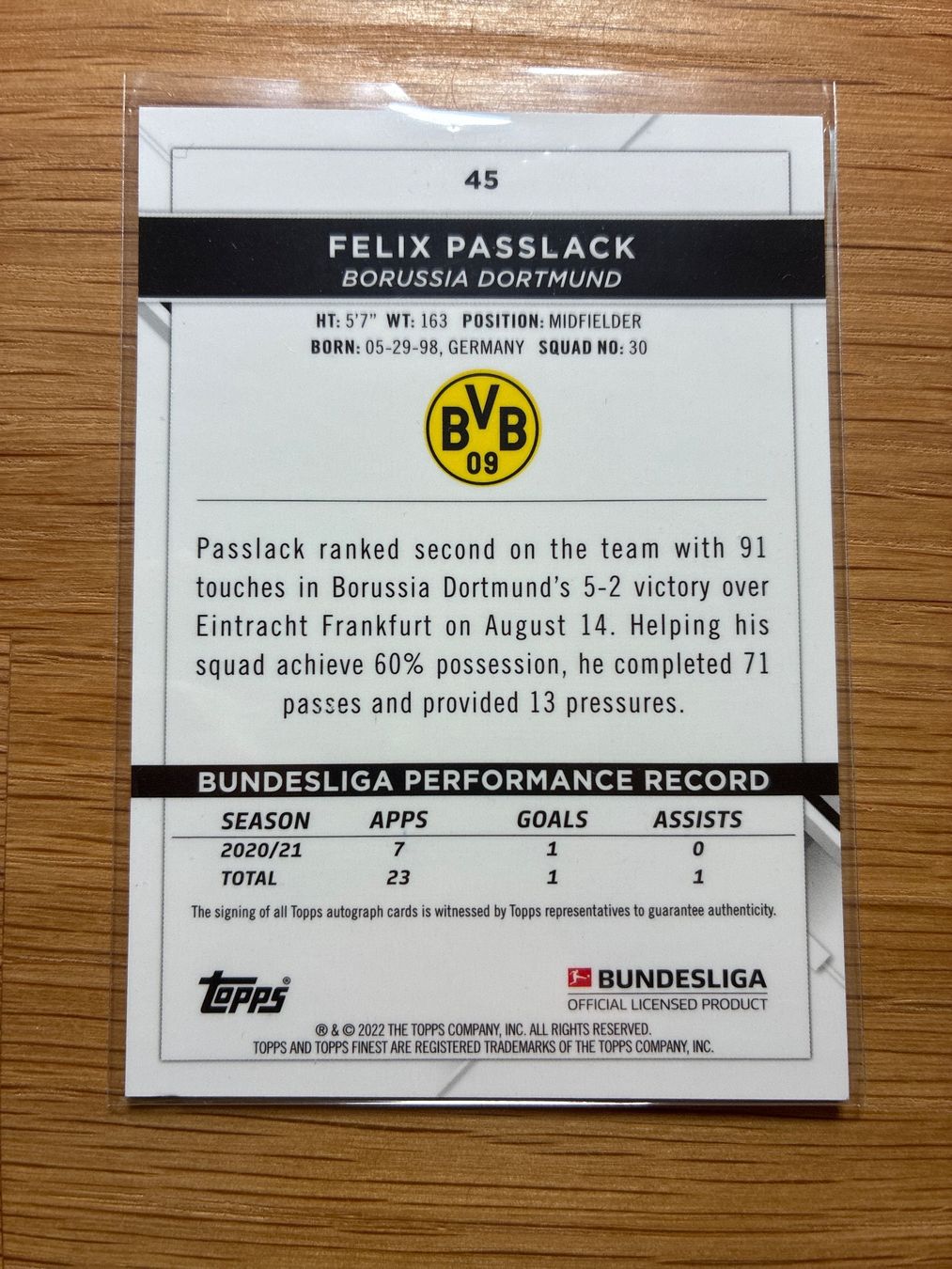 Topps Sammelbilder & Trading cards: Topps Finest Felix Passlack BVB Autogramm – Gebraucht aus Solothurn von MegaDaggi 1