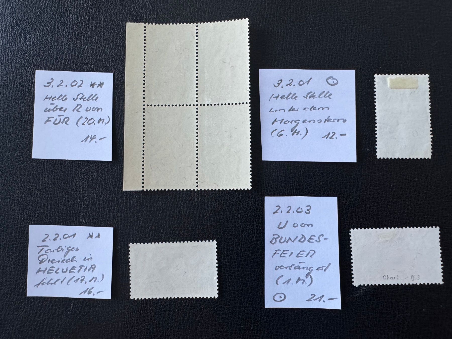 Alle Briefmarken: Pro Patria, 4 ABARTEN, postfrisch/gestempelt – Gebraucht aus Stallikon von HILDECH1 7