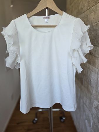 Elegantes Alba Moda Shirt mit Volant-Ärmeln, Weiss, Gr. 38 