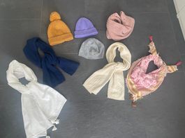 8 Stk. Mädchen Set Schal/Mützen/Kappen