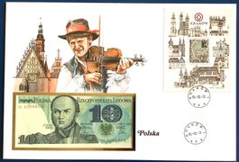 1985 Polen Banknoten Brief mit Block Krakau