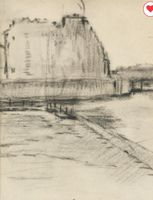 Rembrandt Bugatti Küste Dorf 15 x 11 cm Kohle / Papier