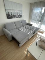 Ecksofa in Flachgewebe Hellgrau