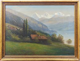 Hubert SATTLER (1817-1904) - Ölgemälde Sigriswil Thunersee