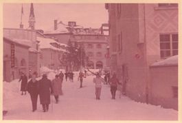 St. Moritz GR Verschneite Dorfstrasse 1955