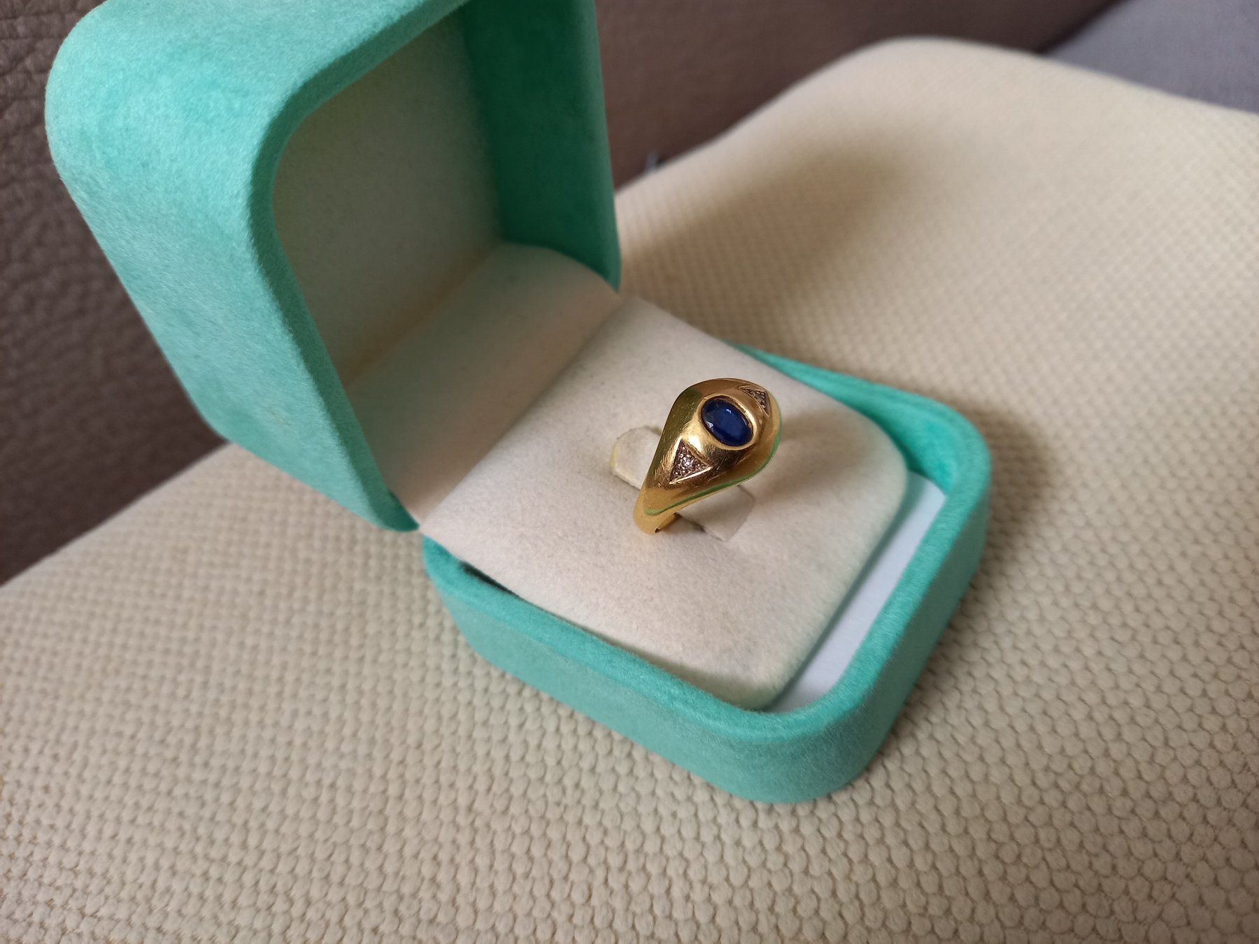 Anelli: Schöner antiker-Ring mit Saphir und 2 Diamanten – Usato da Rickenbach LU venduto da pepan44 2