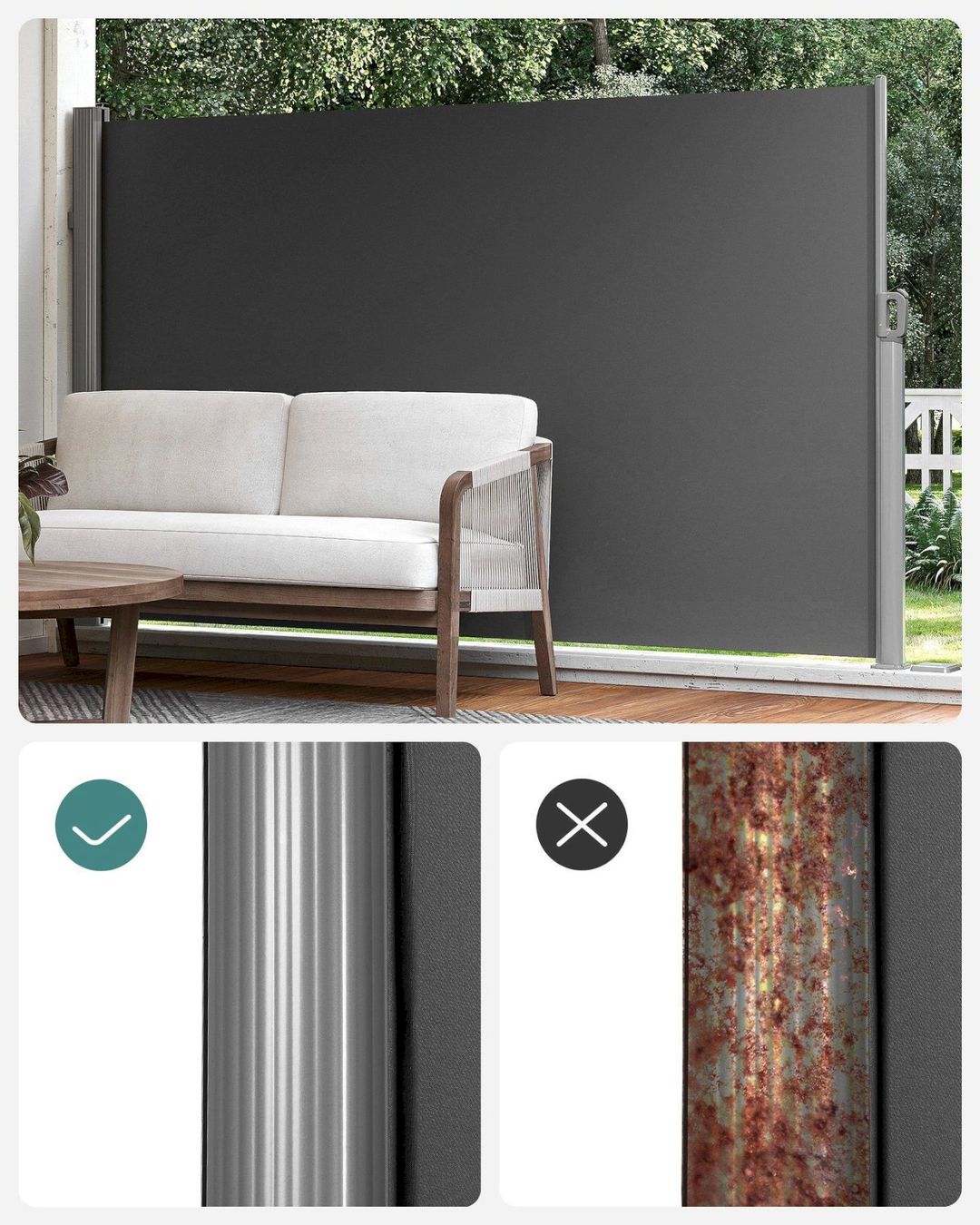 Paraventi: SONGMICS Seitenmarkise 300x180 anthrazit – Nuovo e nell'imballaggio originale da Bottighofen venduto da zaap 3