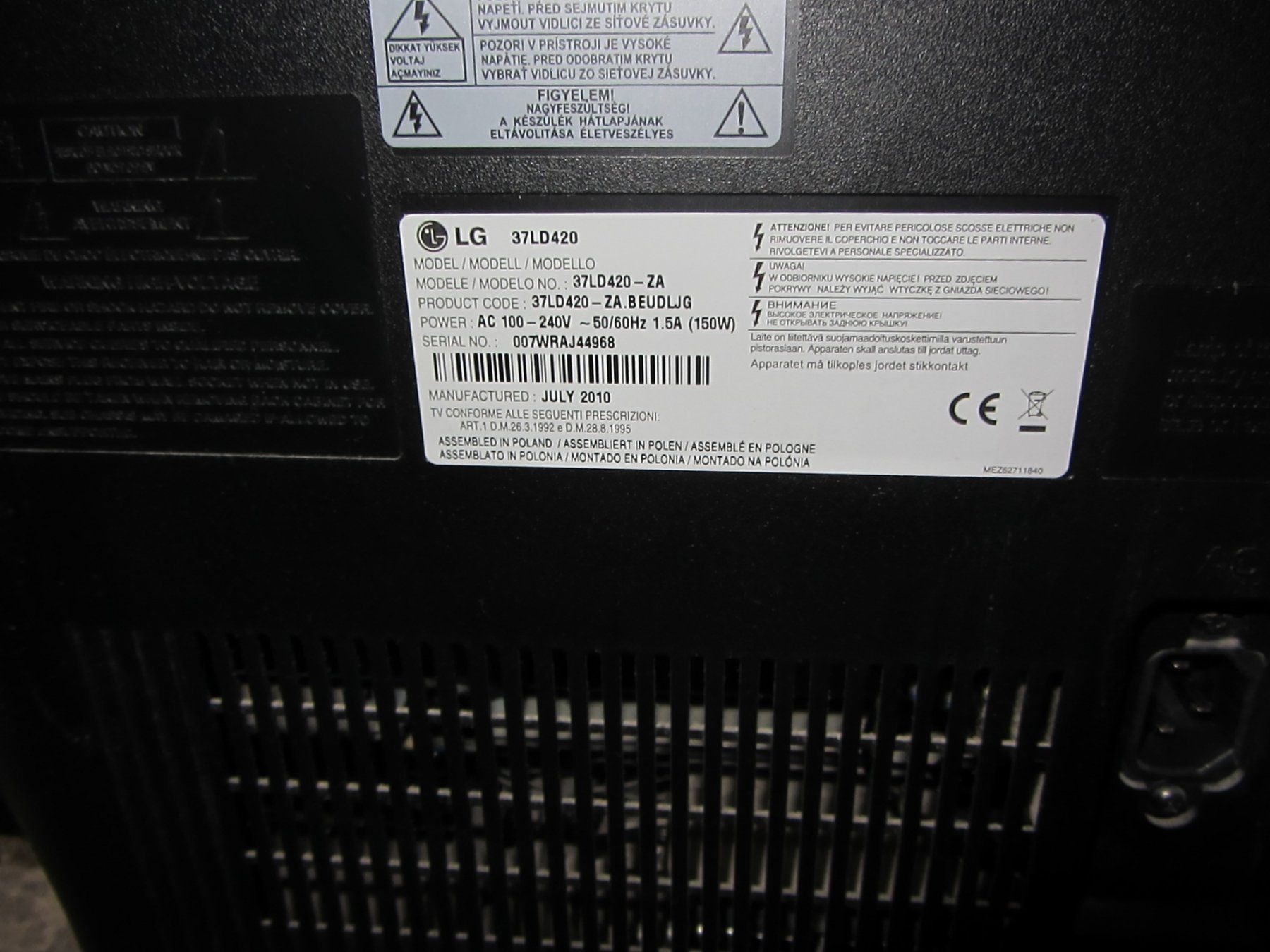 LG Televisori: LG TV Model 37ld420-za – Usato da Zürich venduto da bigboss 4