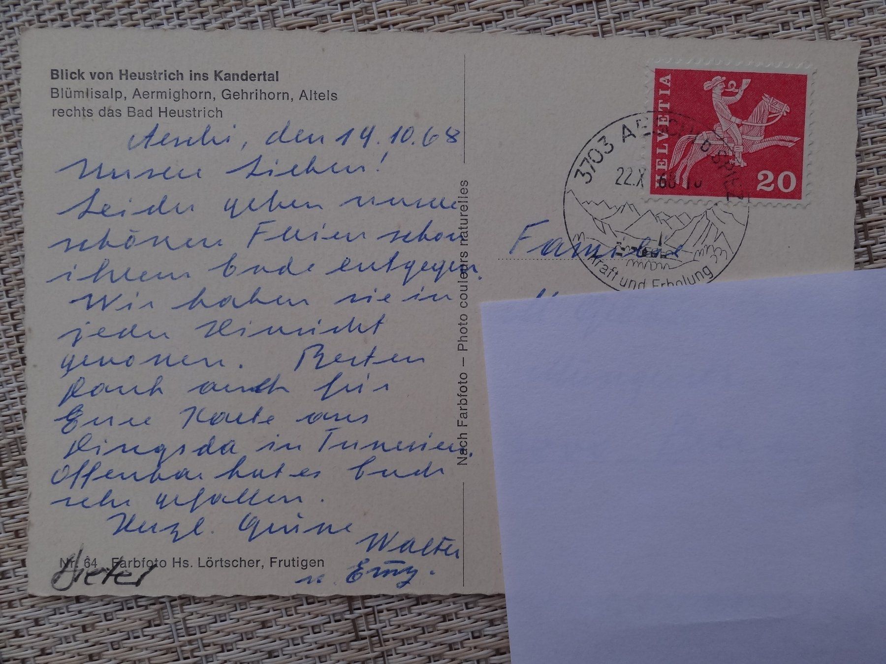 Cartoline postali: Heustrich - Kandertal - 1968 – Usato da St Léonard venduto da Riglin 1