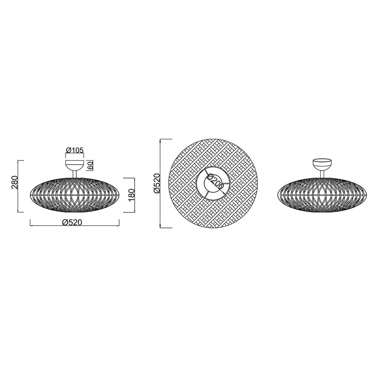 Lampadari & plafoniere: Deckenleuchte, Rund, Sisal, 52 cm Ø – Nuovo (secondo la descrizione) da Kreuzlingen venduto da Smart-Light 4