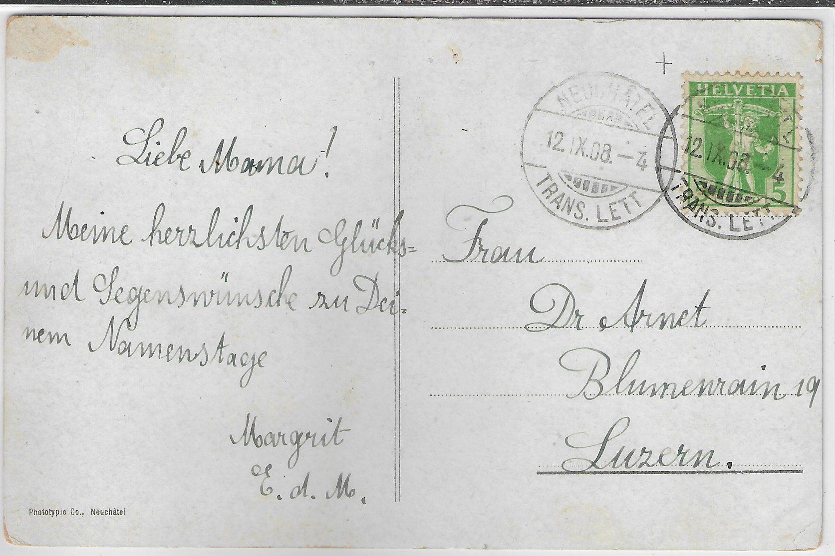 Ansichtskarten: Neuchatel - Vue generale - Litho – Gebraucht aus Ettingen von Kartenplanet 1