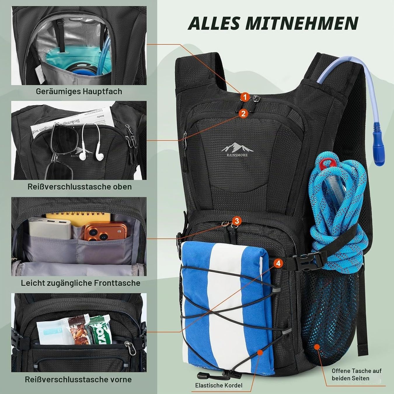 Zaini: Trinkrucksack mit 2 L Trinkblase leichtes Trinksystem – Nuovo e nell'imballaggio originale da Schaffhausen venduto da schwizerchaes 1