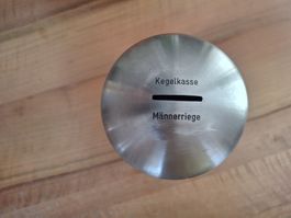 Spardose gross Höhe 245 mm Breite 125 mm Chromstahl unikat