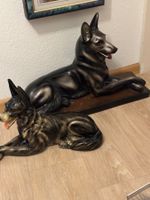 Grosse Skuptur Statue 2Schefferhundr Gr ist signiert