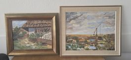 Zwei Ölgemälde Landschaftsmotive mit Holzrahmen von Vajda.