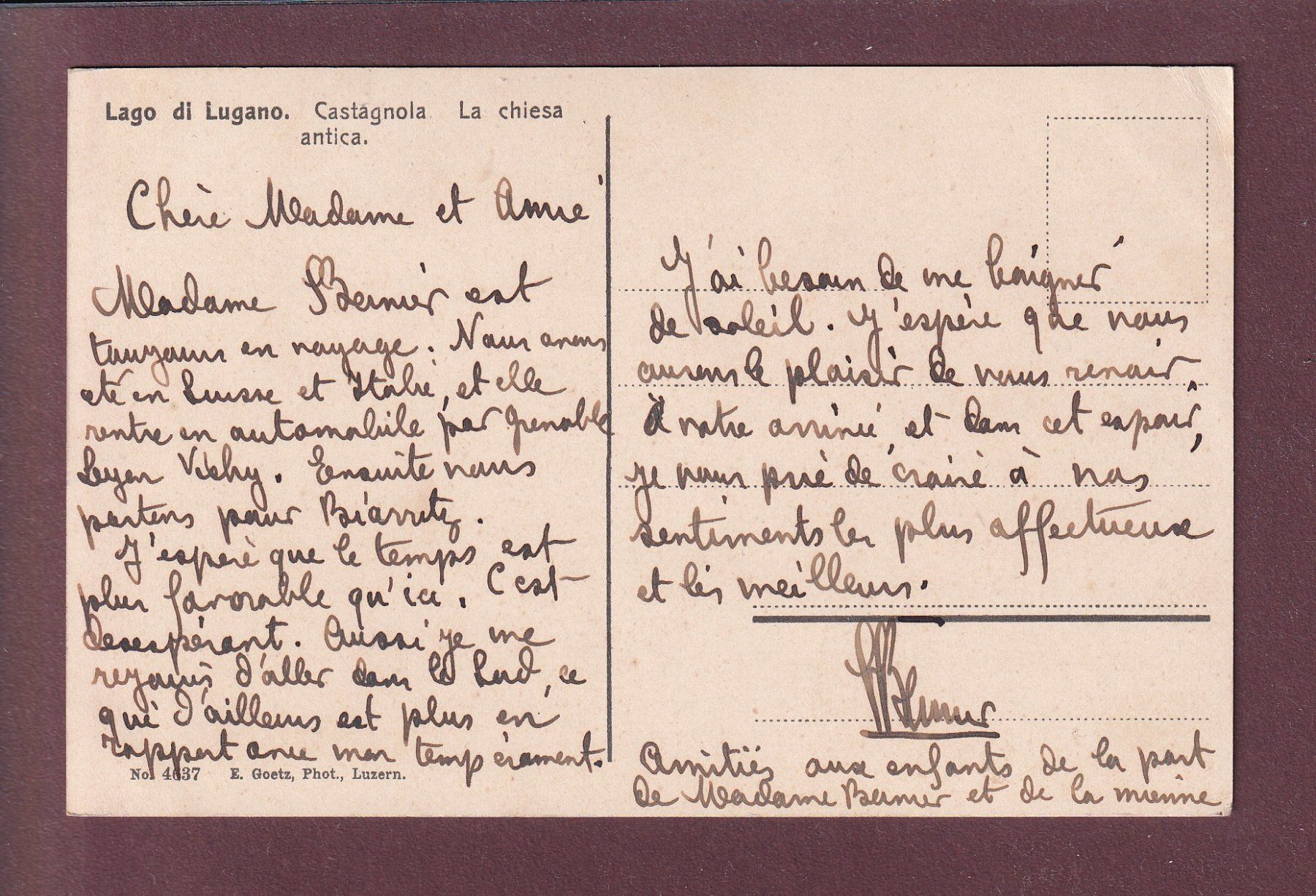 Cartoline postali: CASTAGNOLA - Chiesa – Usato da Pully venduto da nicecards 1