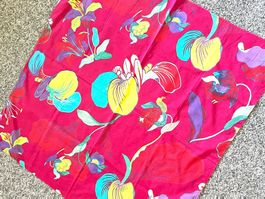 Vintage Baumwolltuch/Schal, Blumenmuster, Pink, Top Zustand!
