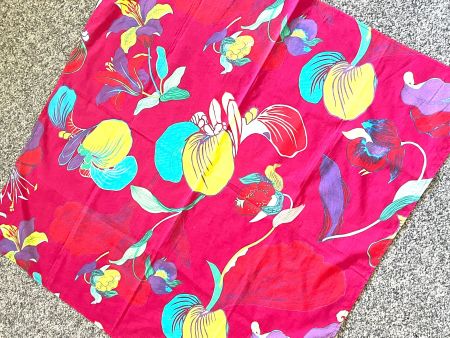 Vintage Baumwolltuch/Schal, Blumenmuster, Pink, Top Zustand!