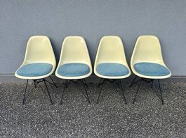 4x Eames Miller / Vitra Fiberglas Sidechairs DSX, parchment