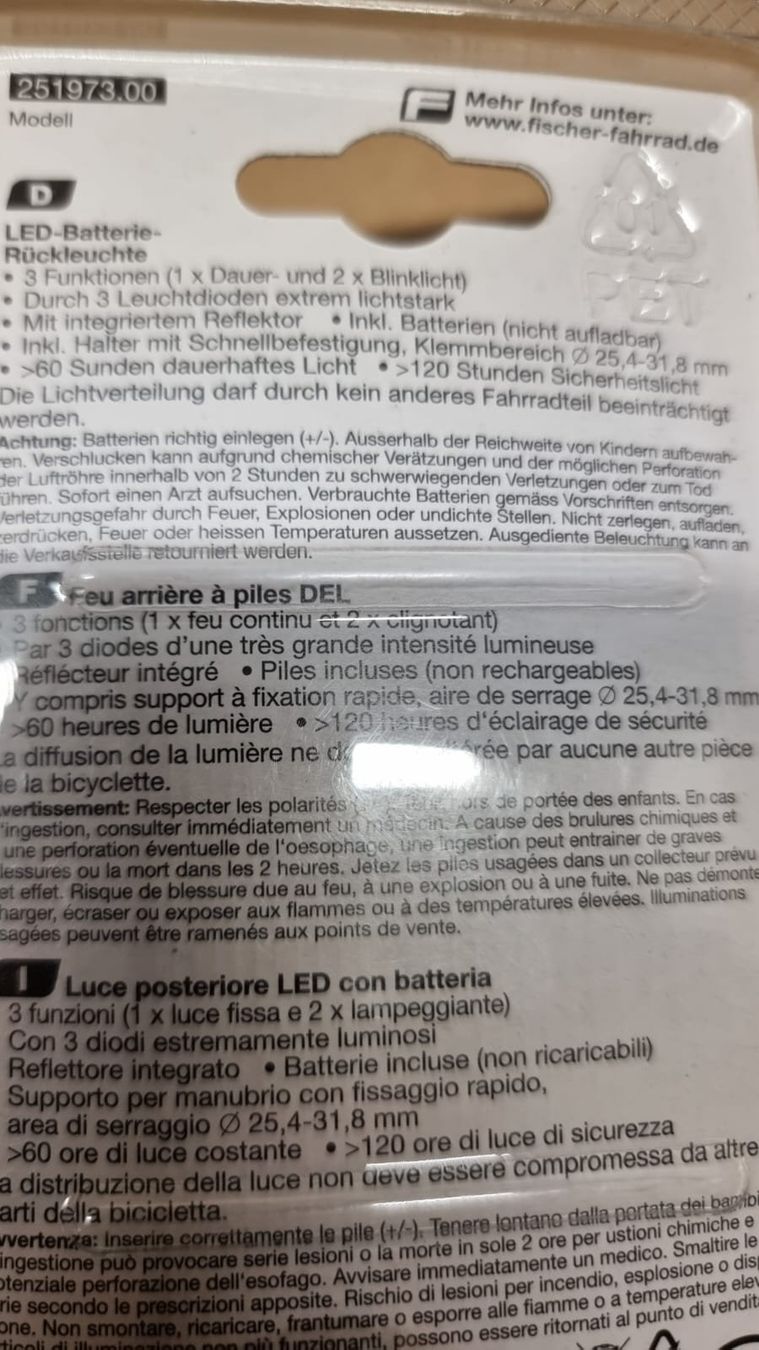Pezzi di ricambio: Fischer LED Velo Rücklicht mit Batterien – Nuovo (secondo la descrizione) da Rebstein venduto da James-Dean 3