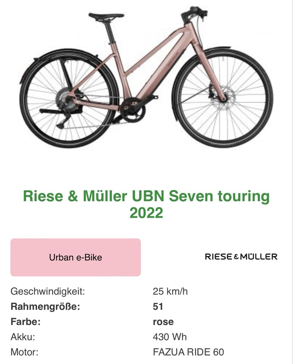 Riese & Müller Biciclette: Riese & Müller UBN Seven Touring E-Bike – Nuovo (secondo la descrizione) da Zürich venduto da couch71