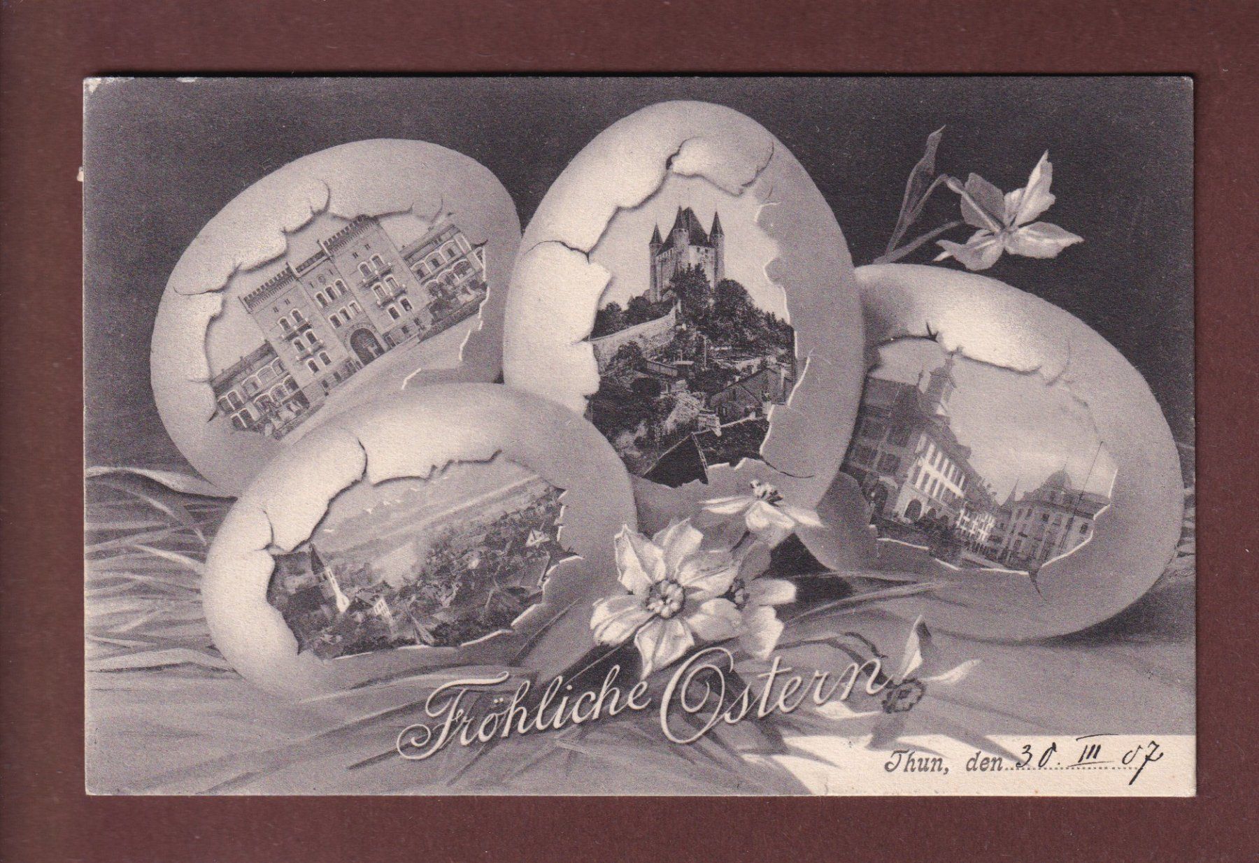Ansichtskarten: THUN - Fröhliche Ostern - 1907 – Gebraucht aus Pully von nicecards