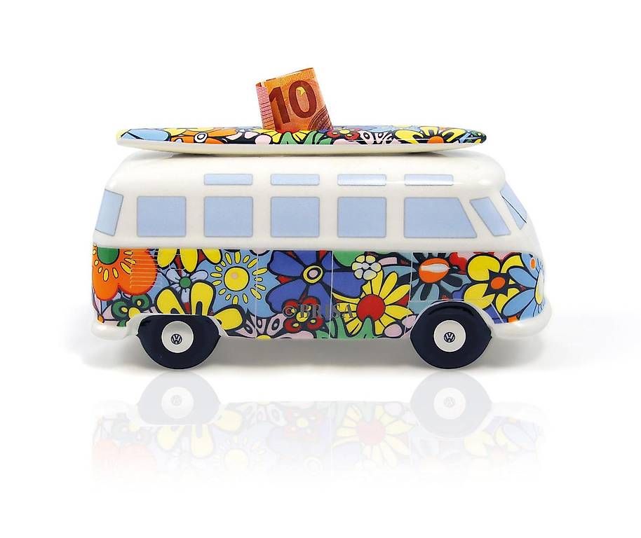 Salvadanai: VW Bus Spardose Flowers – Nuovo e nell'imballaggio originale da Altendorf venduto da Philipp82