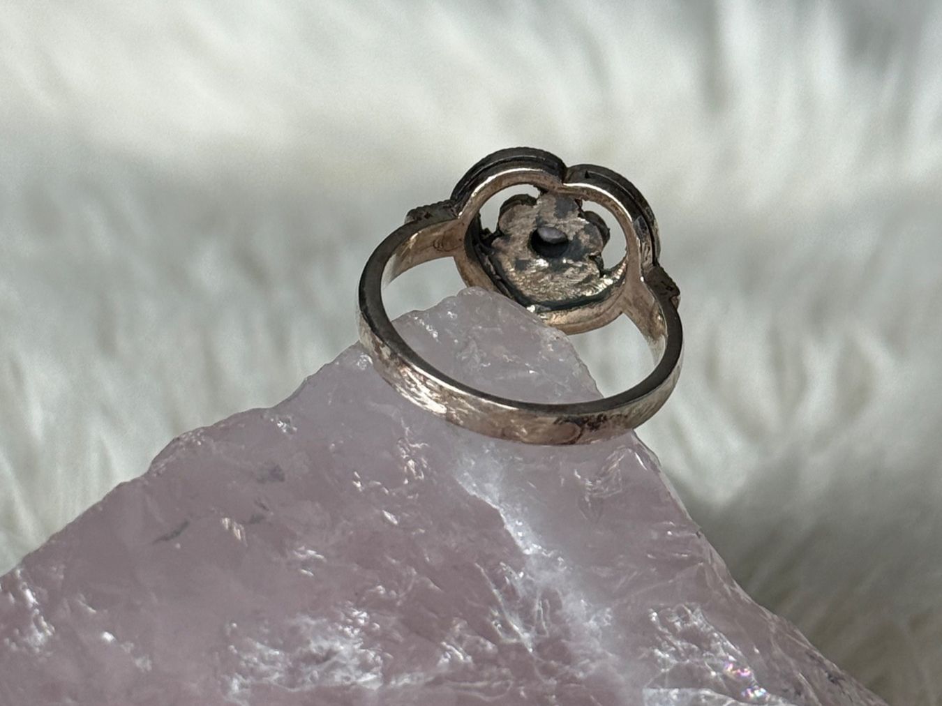 Anelli: Vintage Silberring 925 Herz mit lila Stein – Usato da Istighofen venduto da Ringparadies 1