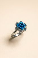 Bague Argentée Rose Bleue Strass