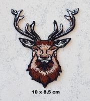 HIRSCHKOPF - Aufnäher - Aufbügler - Stickerei - 10x8.5cm