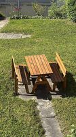 Gartensitzbank mit Tisch / Massivholz Garnitur
