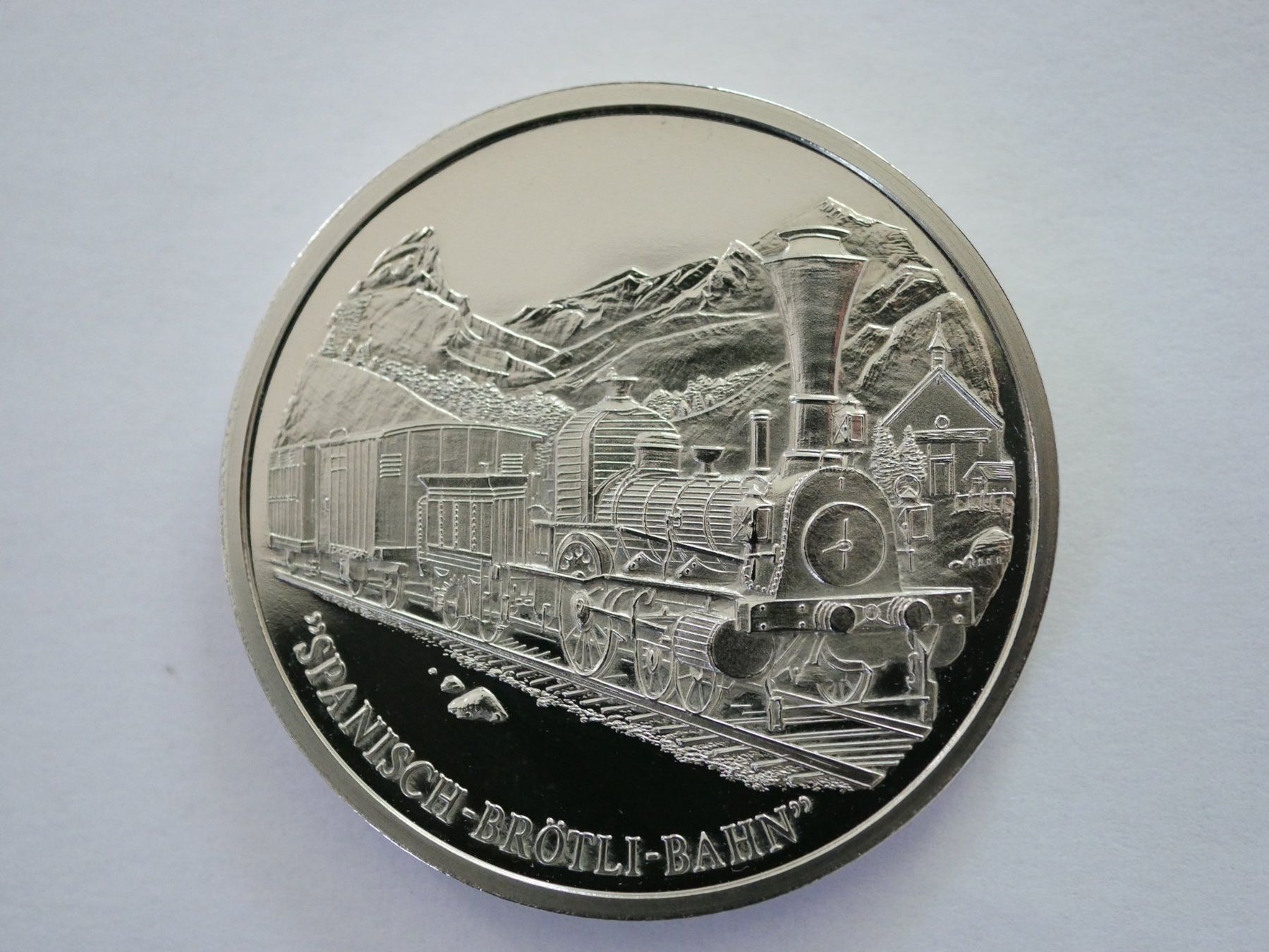 Medaglie: Spanisch-Brötli-Bahn Medaille, Neusilber, 1998 ***TOP*** – Nuovo (secondo la descrizione) da Kreuzlingen venduto da Samson01