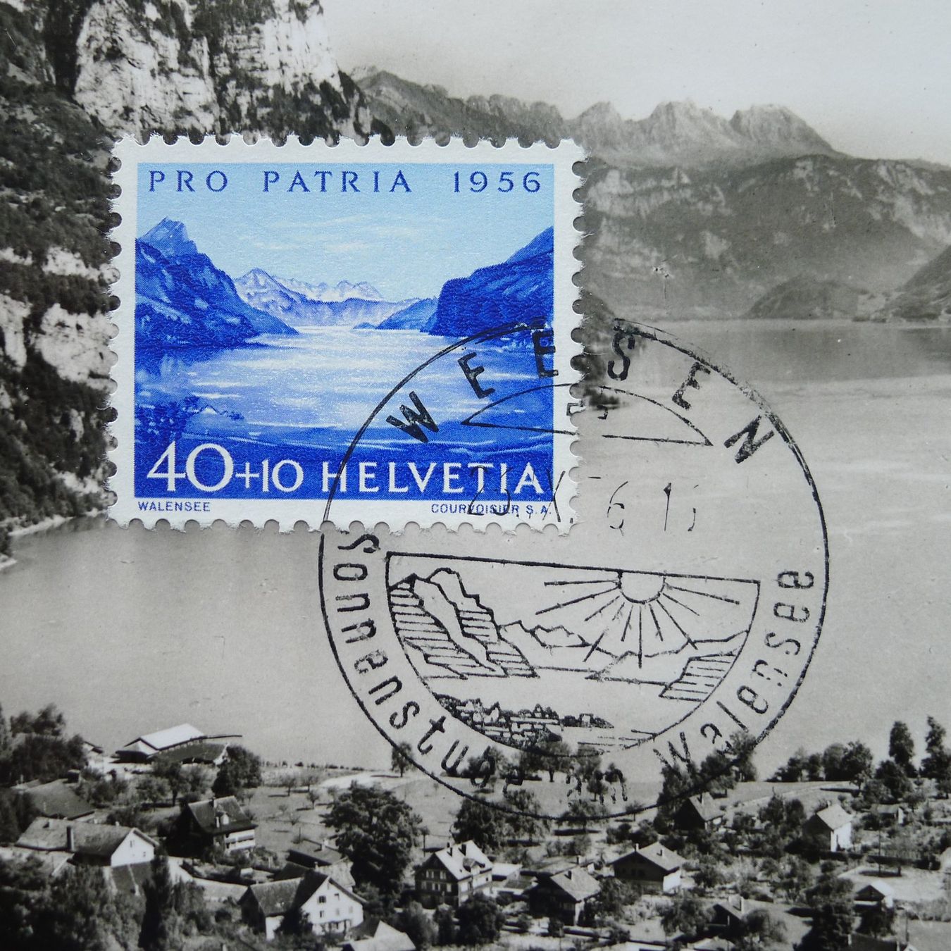 Tutti i francobolli: B80 Maximumkarte, Walensee, WEESEN, 1956 – Usato da Ebikon venduto da SilvioFreund 1
