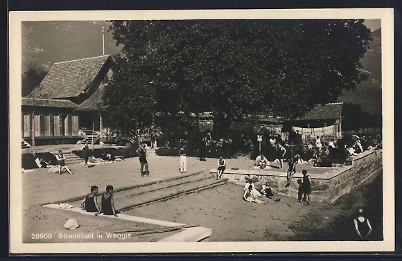 Ansichtskarten: AK Weggis, Badengäste im Strandbad – Gebraucht aus Berlin von bartko-reher