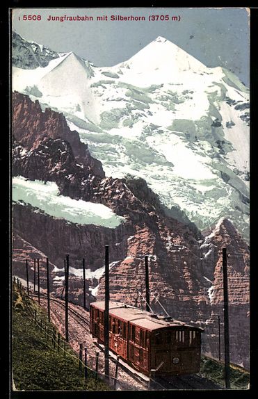Cartoline postali: AK Jungfraubahn, Bahn mit dem Silberhorn – Usato da Berlin venduto da bartko-reher