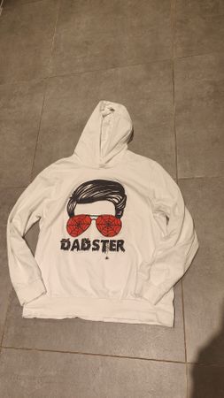 Sweat à capuche blanc motif Dadster impression "Halloween"
