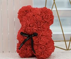 Rosenbär aus Schaumstoff Dekofigur in Rot oder Blau neu
