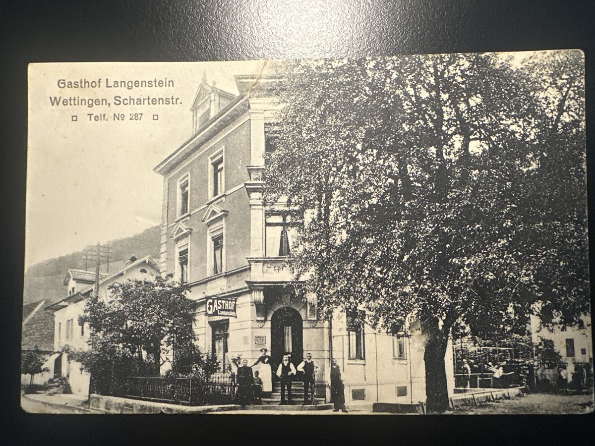 Cartoline postali: Wettingen Schartenstrasse Restaurant Langenstein 1925 – Usato da Wettingen venduto da OttoNeuerName