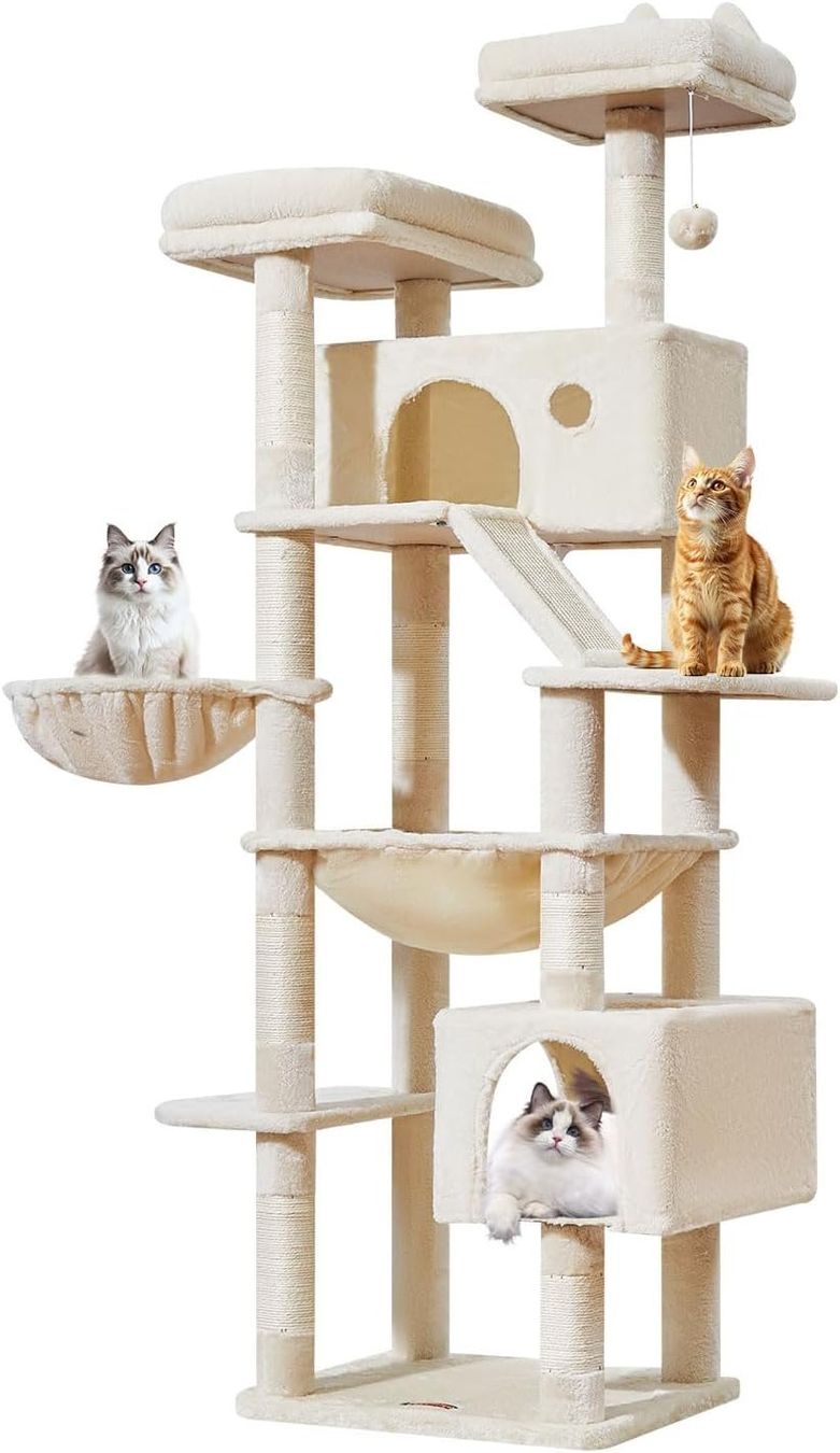 Arbres à chats: Kratzbaum 180cm Groß 2 Katzenhäuser Hängematte Beige – Neuf avec emballage d'origine à Schaffhausen par AllesMussRaus60 8
