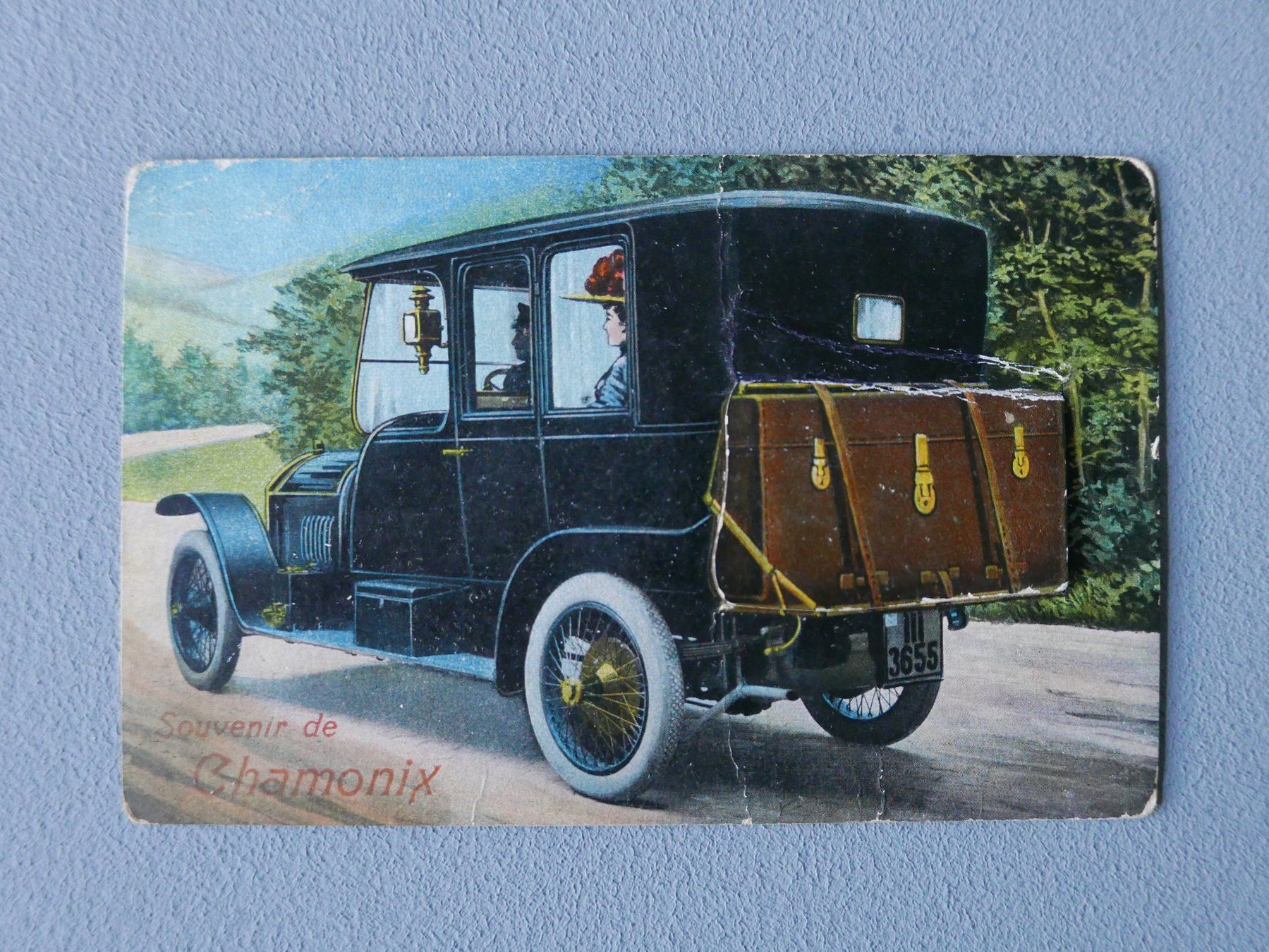 Ansichtskarten: ALTE AK AUTO MIT LEPORELLO SOUVENIR DE CHAMONIX – Gebraucht aus Balgach von Zwischenraum 3