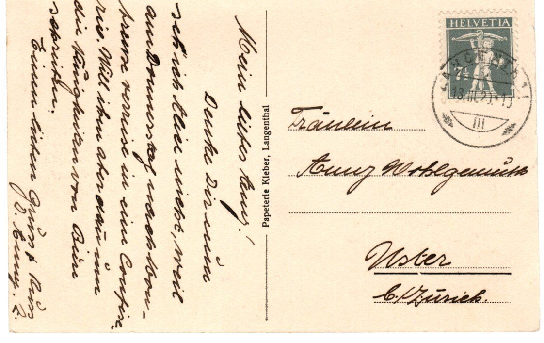 Cartoline postali: Langenthal Wildpark 1920 – Usato da Zürich venduto da Sion2006 1